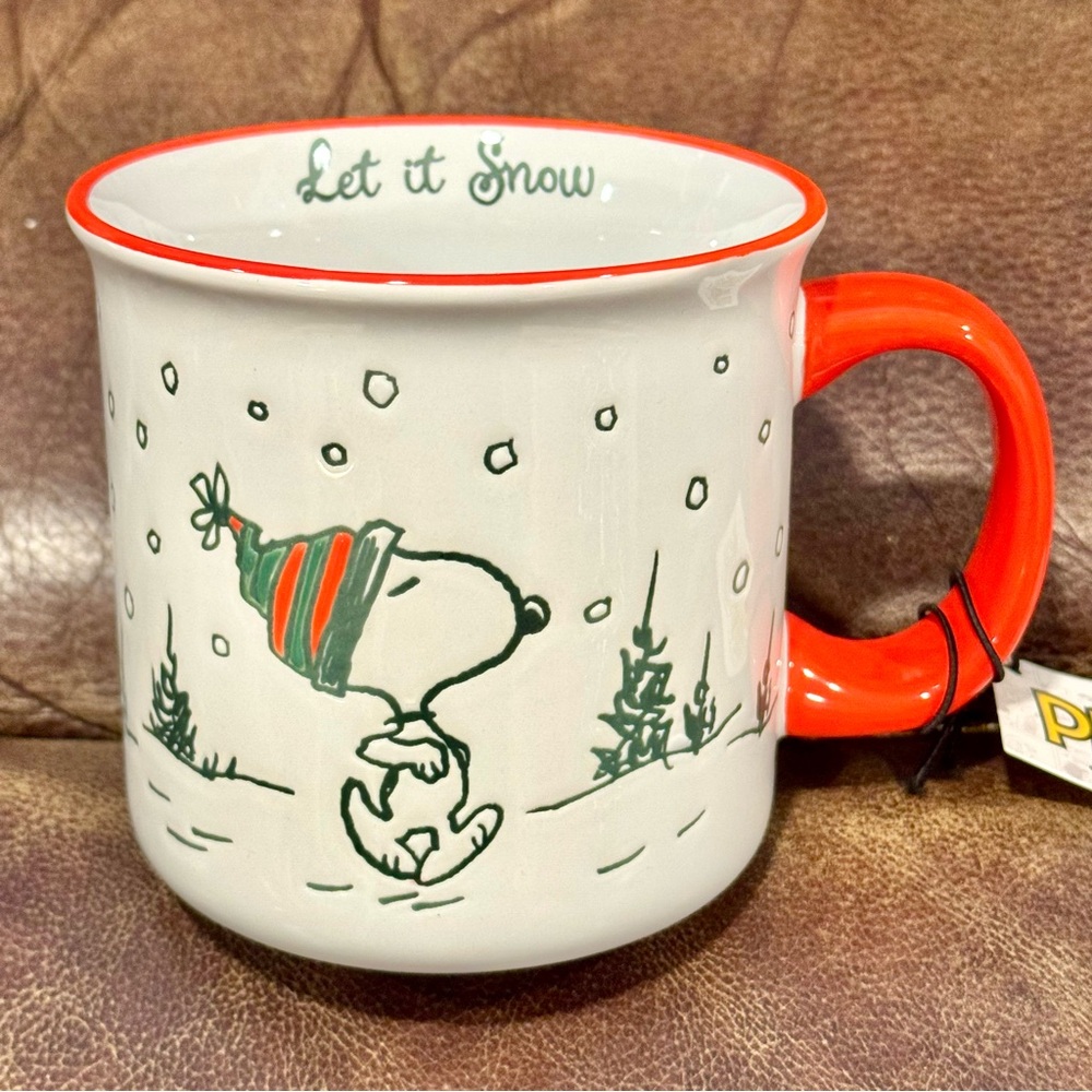 Let it Snow - Snoopy Walking in Wintry Landscape 21oz Peanuts Christmas Mug